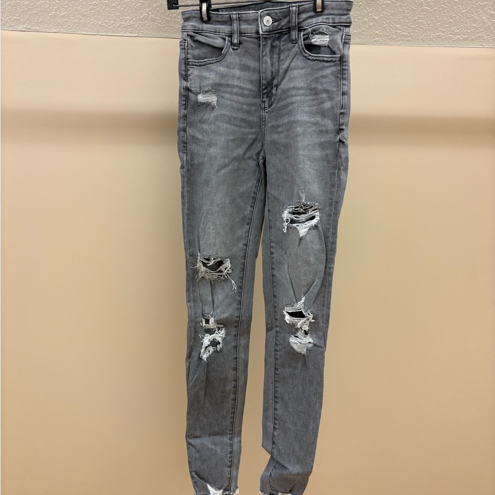 American Eagle Outfitters Ripped Gray Women Jeggings